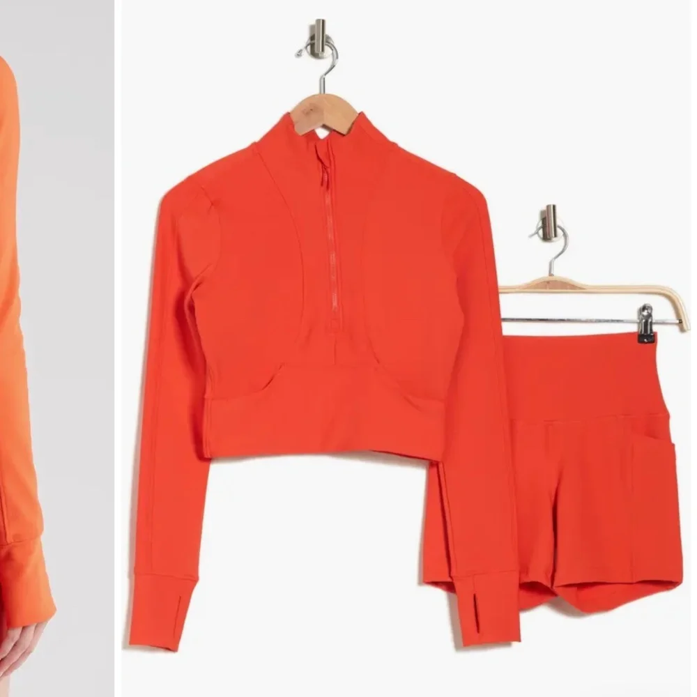 Academy Crop Rib Half-Zip Pullover And shorts set - Picture 3 of 5